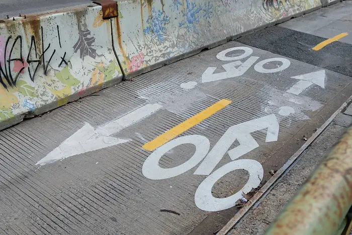 markings on a bike lane